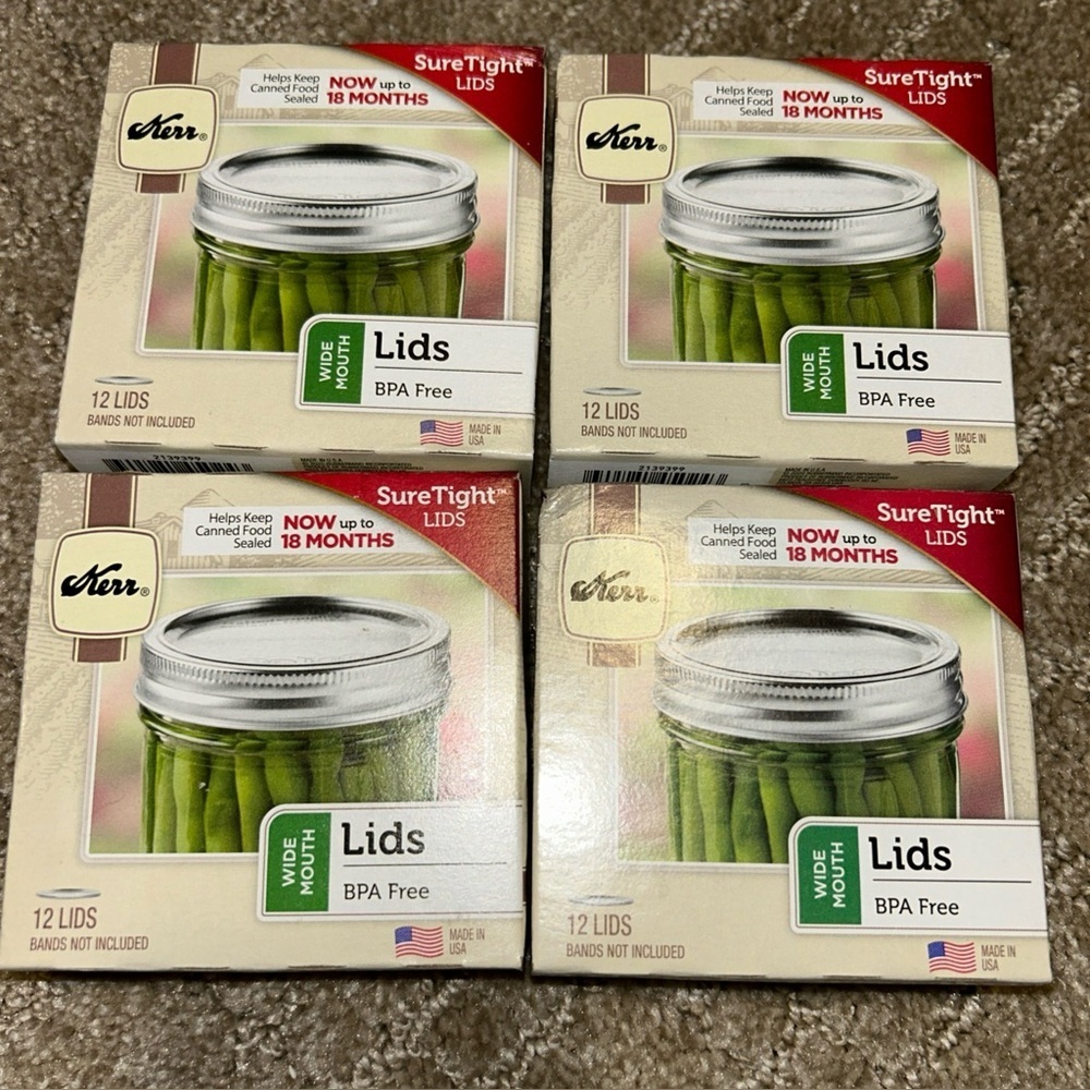 Lot Of 4 Kerr Wide Mouth Mason Lids For Home Canning Jar (48 Total) No Bands
